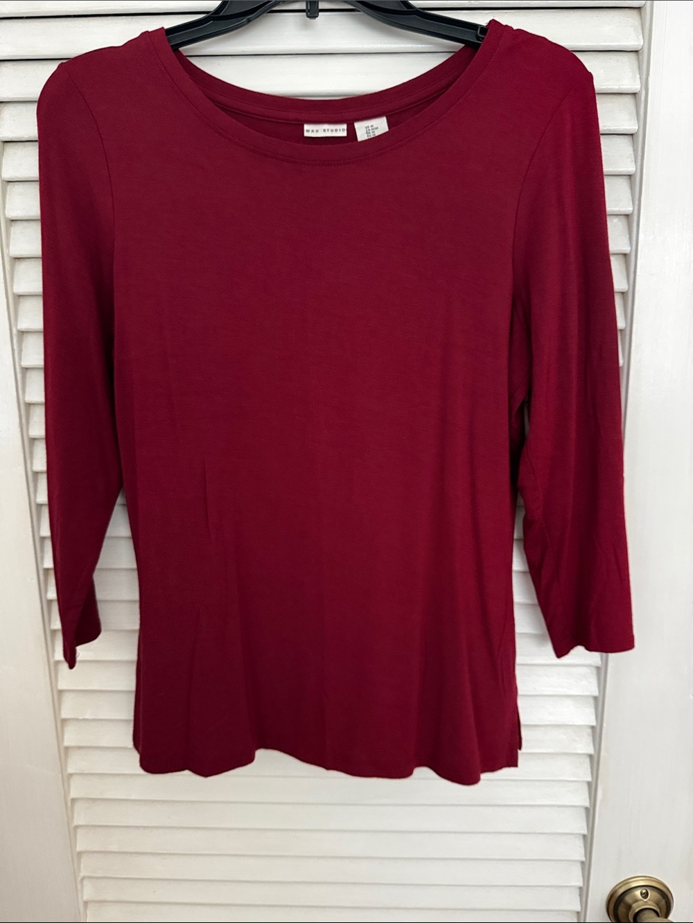 Max Studio Wine Scoop Neck Long Sleeve Top